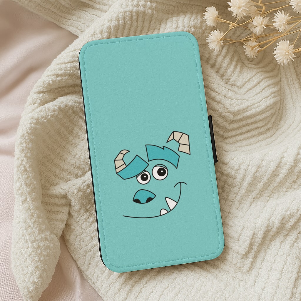 Blue Monster Face Wallet Phone Case