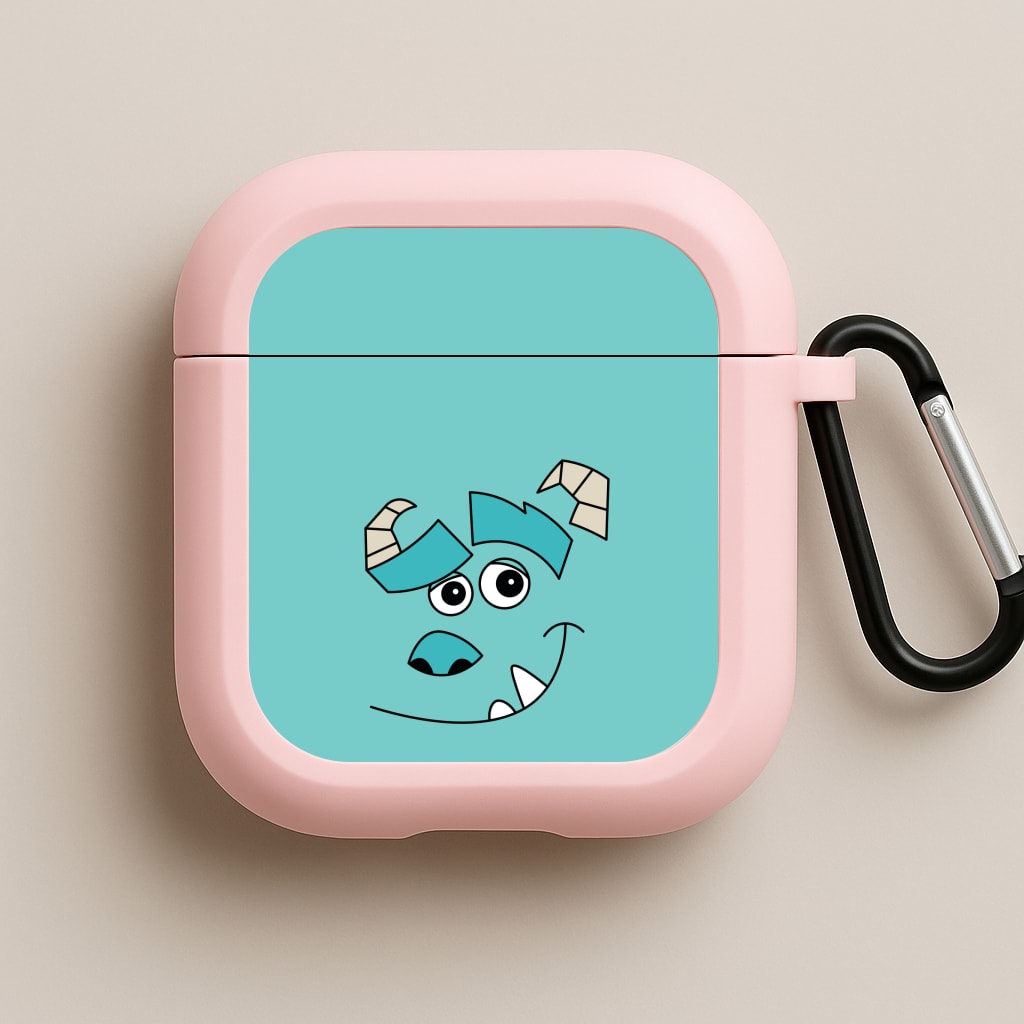 Blue Monster Face Pink AirPods Case