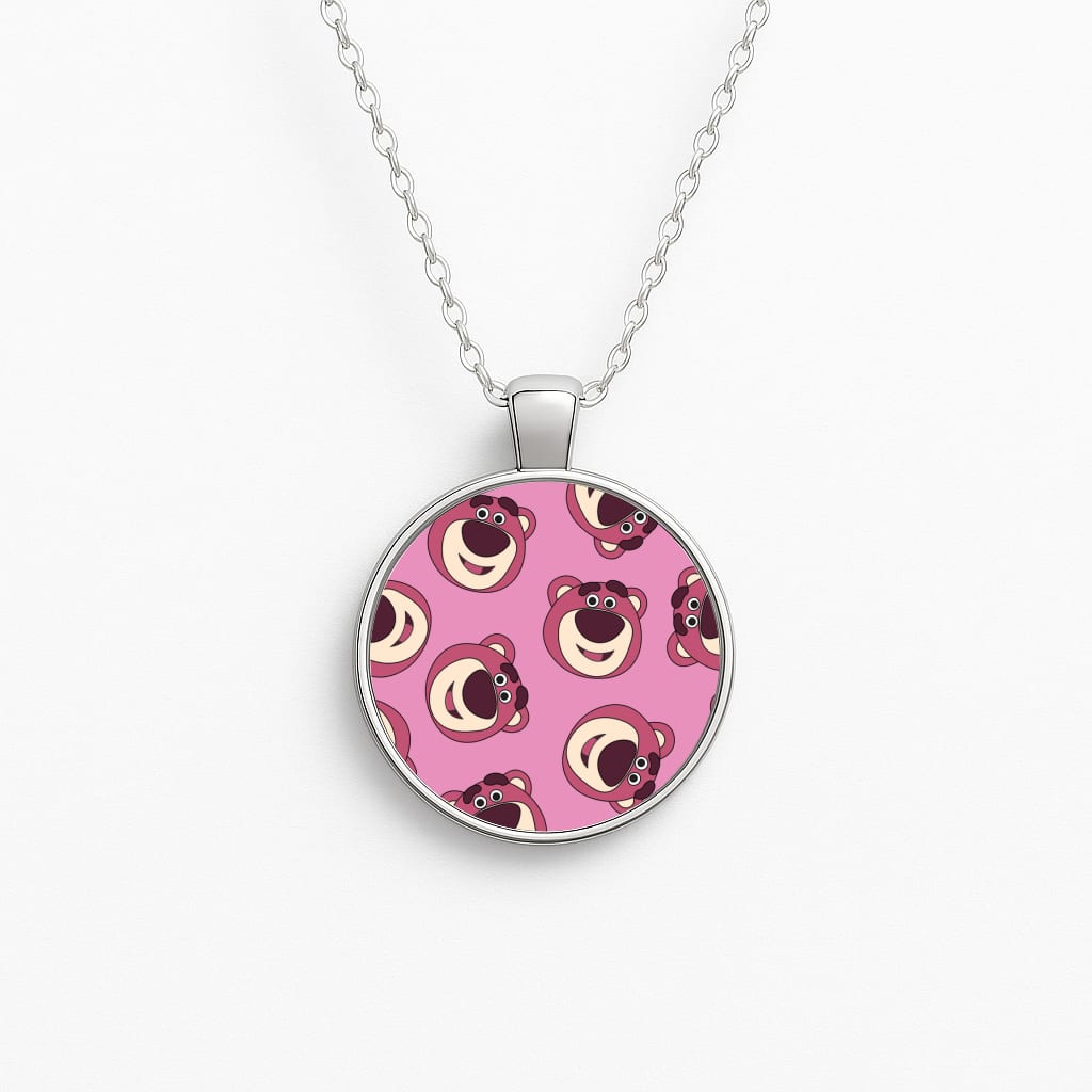 Cherry Bear Pattern Circle Necklace