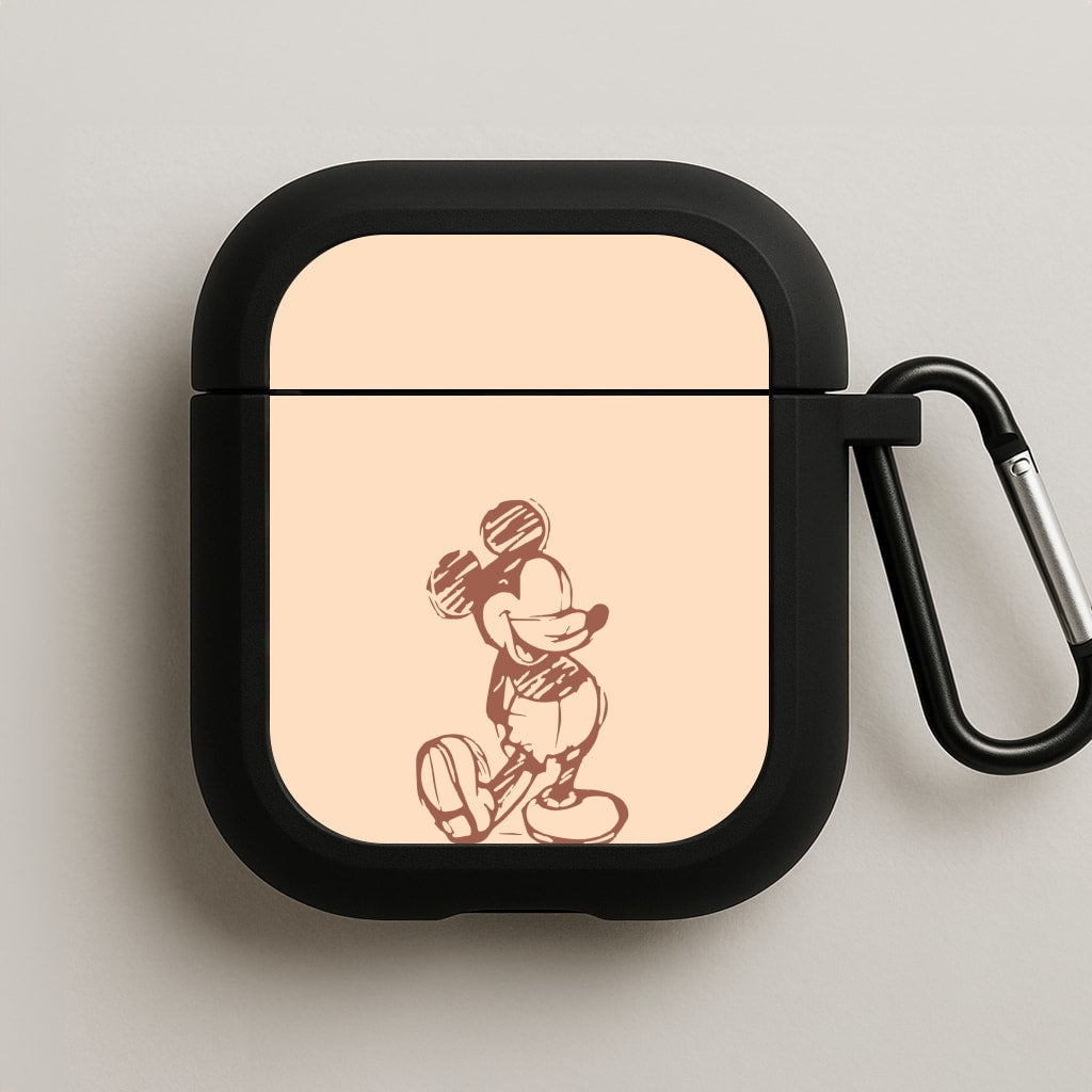 Sketched Mouse Outline Beige AirPods Case