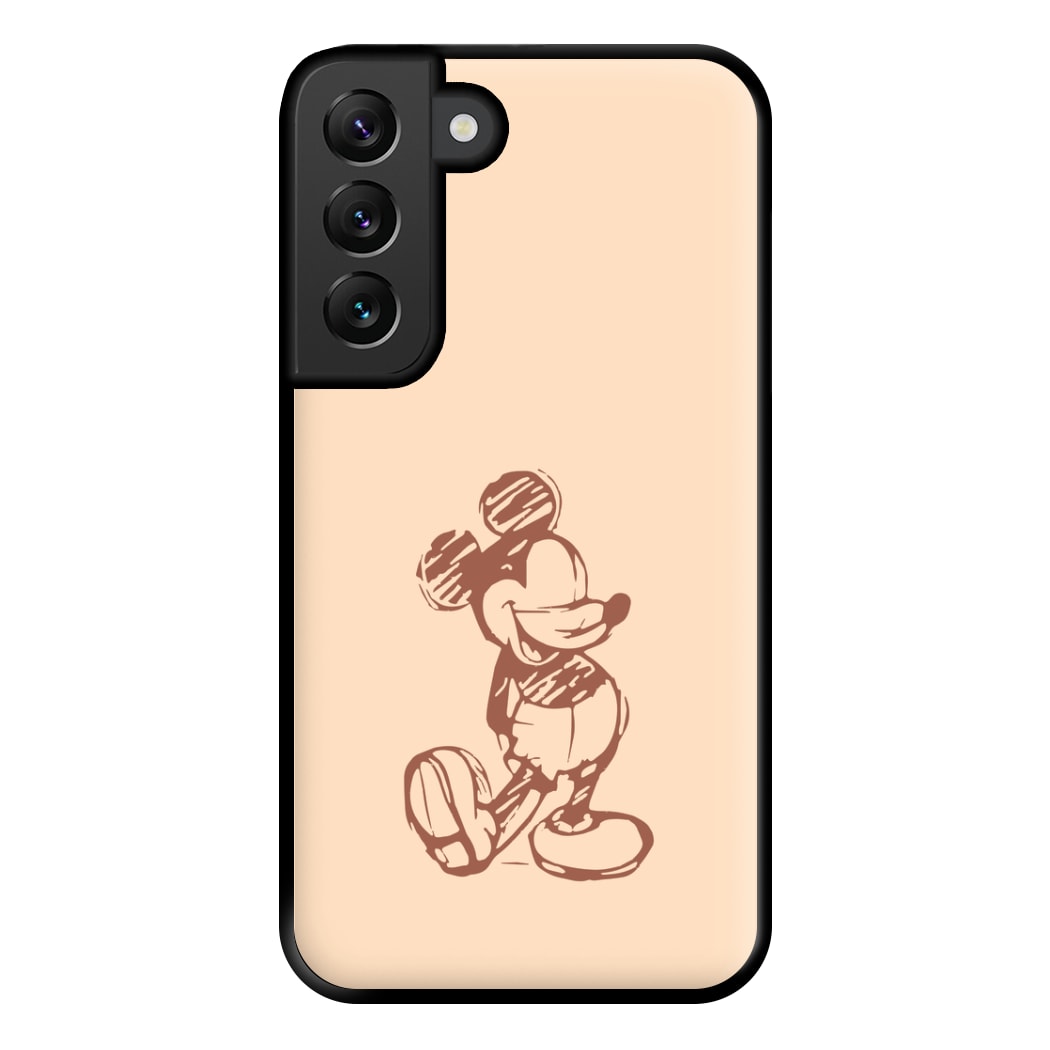 Sketched Mouse Outline Beige Phone Case for Galaxy S22 Plus