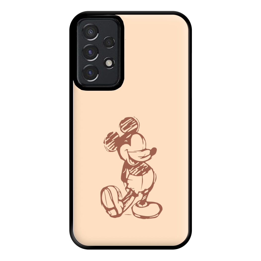 Sketched Mouse Outline Beige Phone Case for Galaxy A52 / A52s