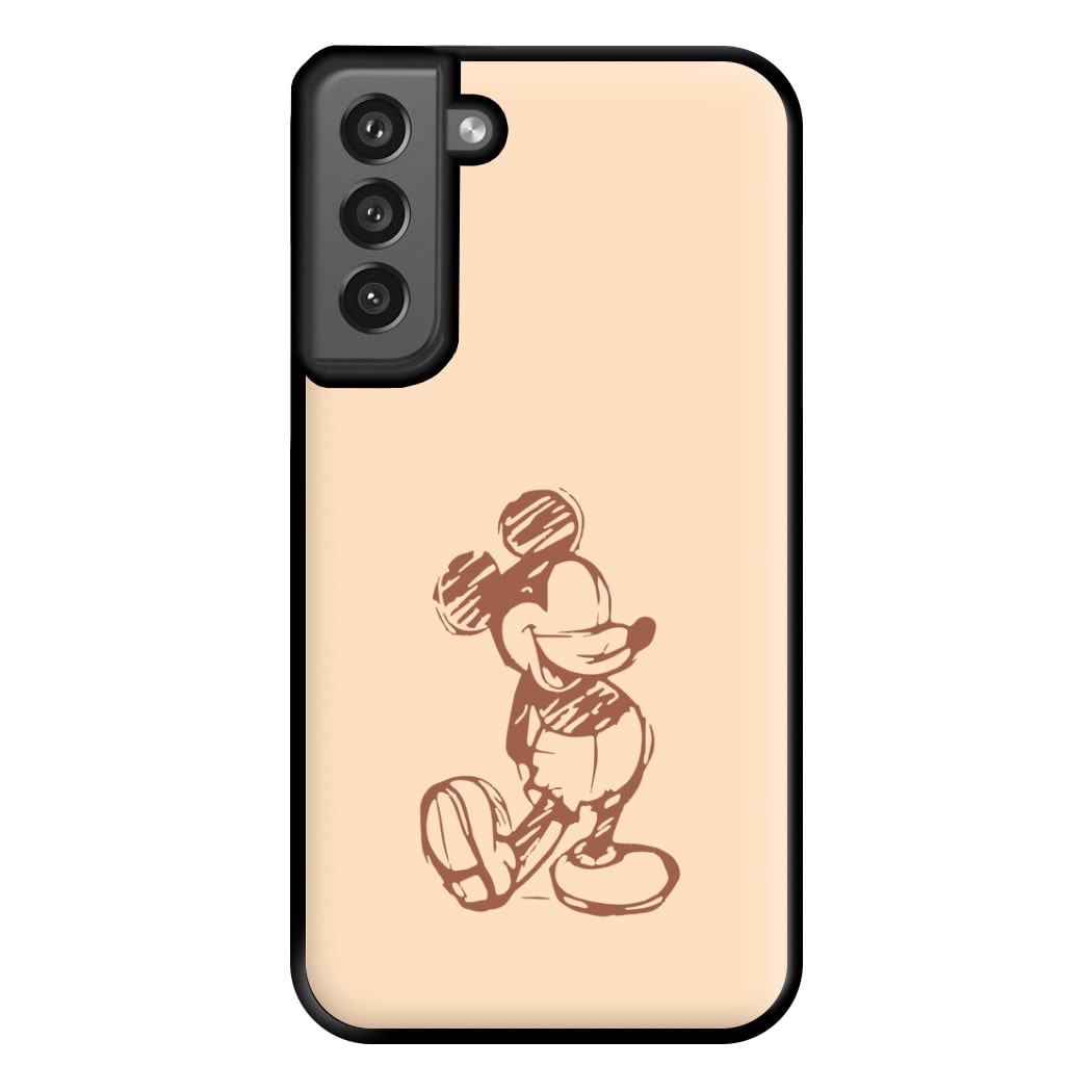 Sketched Mouse Outline Beige Phone Case for Galaxy S21FE