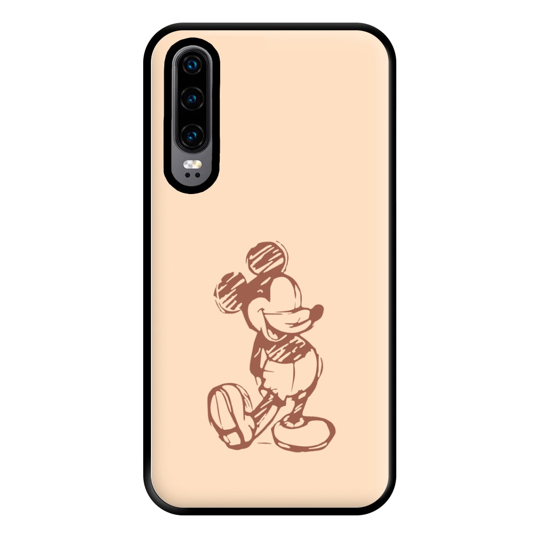 Sketched Mouse Outline Beige Phone Case for Huawei P30