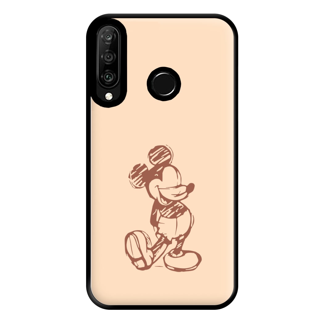 Sketched Mouse Outline Beige Phone Case for Huawei P30 Lite