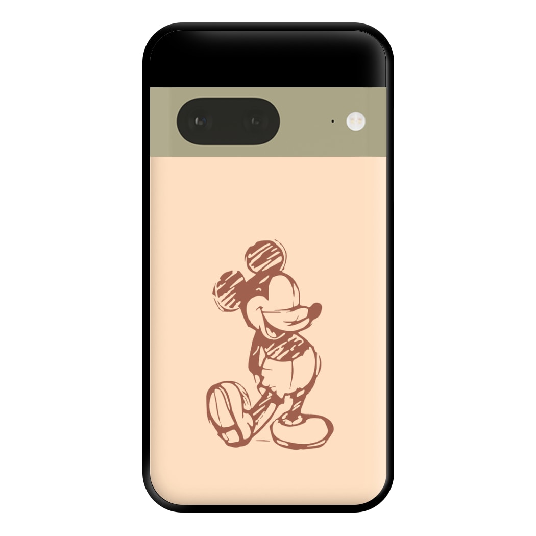 Sketched Mouse Outline Beige Phone Case for Google Pixel 7a