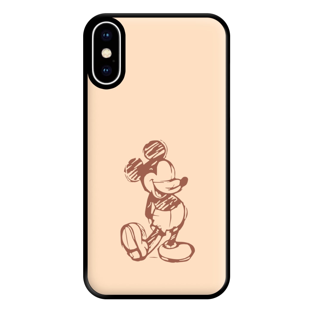 Sketched Mouse Outline Beige Phone Case for iPhone XS Max