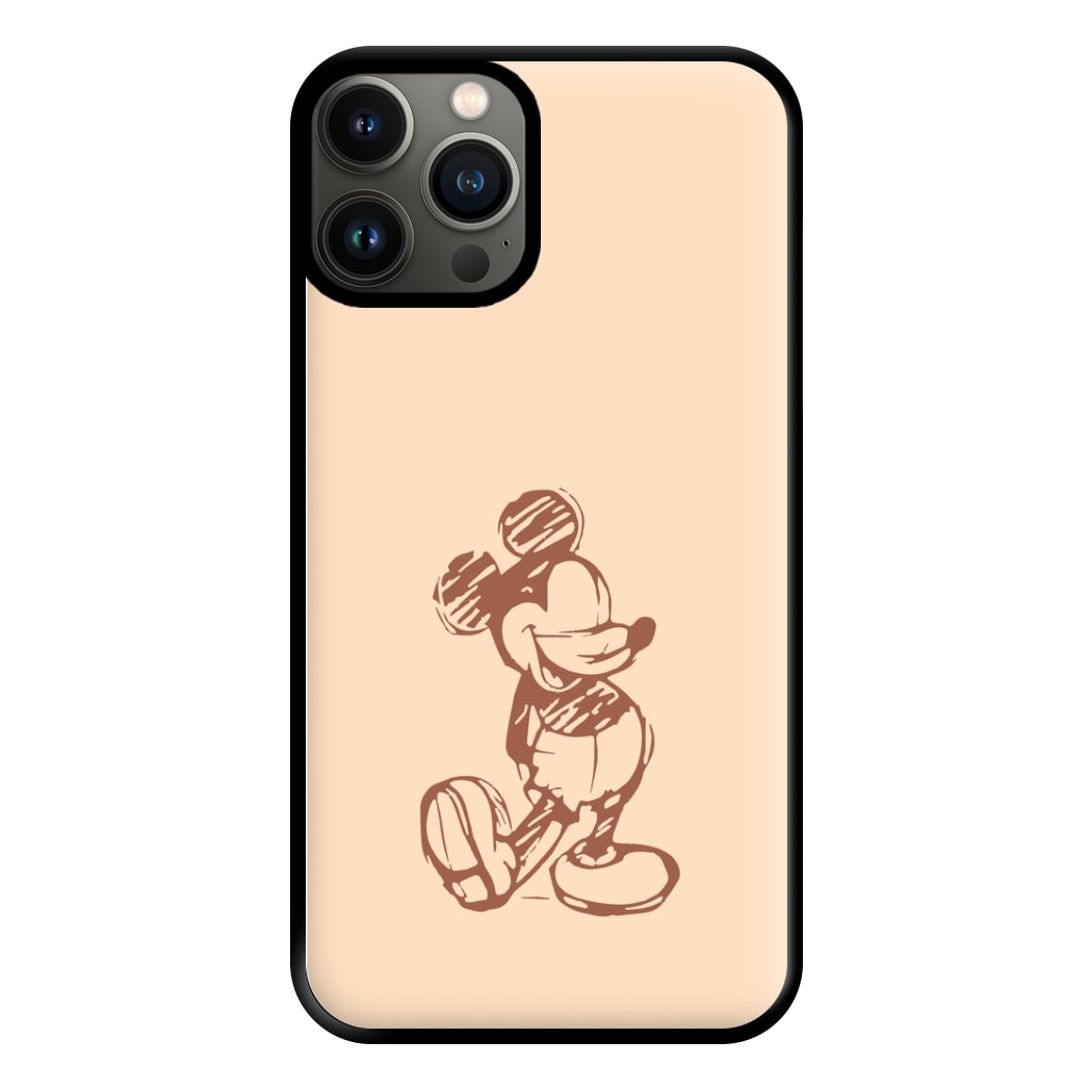 Sketched Mouse Outline Beige Phone Case for iPhone 13 Pro Max