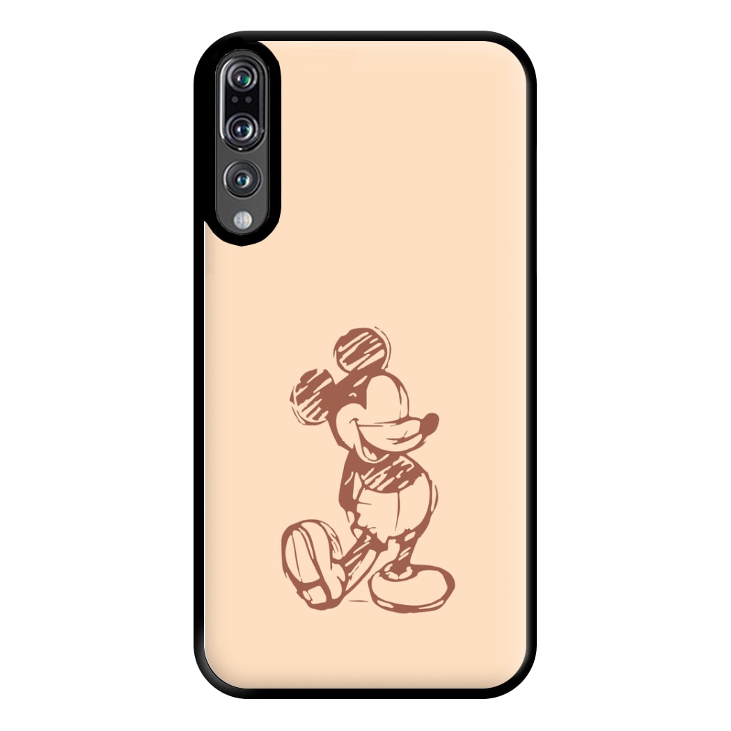 Sketched Mouse Outline Beige Phone Case for Huawei P20 Pro