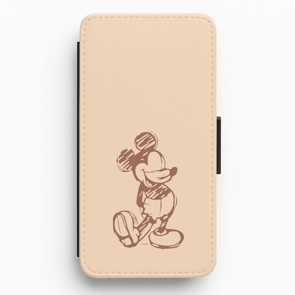 Sketched Mouse Outline Beige Flip / Wallet Phone Case