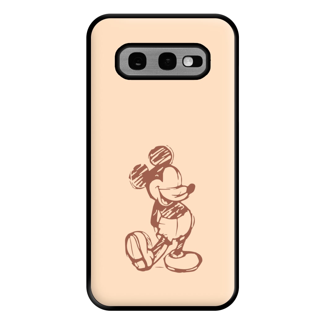 Sketched Mouse Outline Beige Phone Case for Galaxy S10e