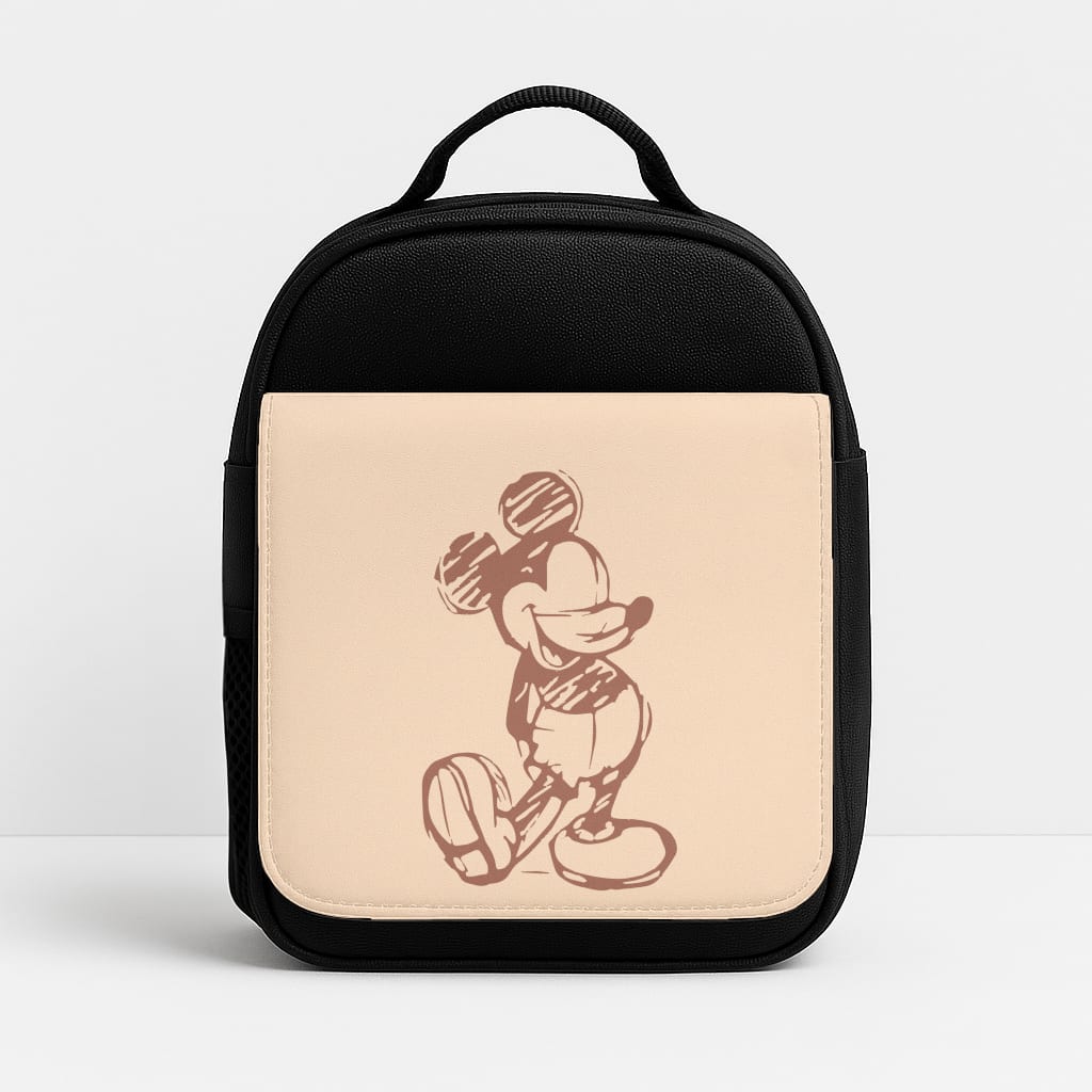 Sketched Mouse Outline Beige Lunchbox