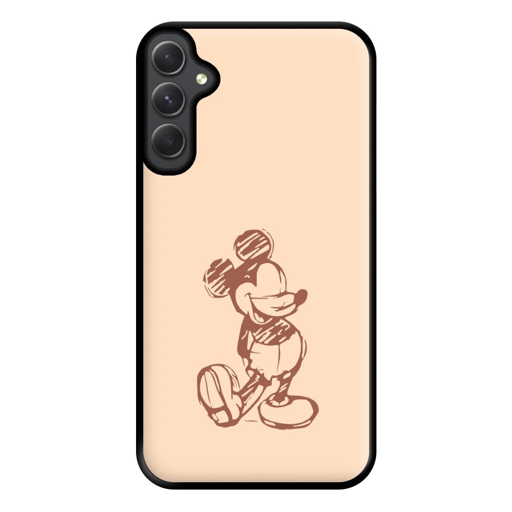 Sketched Mouse Outline Beige Phone Case for Galaxy A34