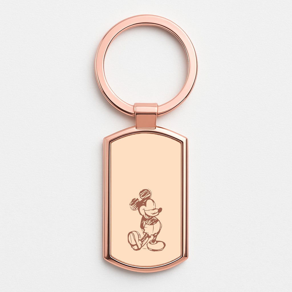 Sketched Mouse Outline Beige Rose Gold Keyring