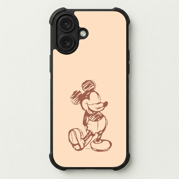 Sketched Mouse Outline Beige Phone Case — Bumper case