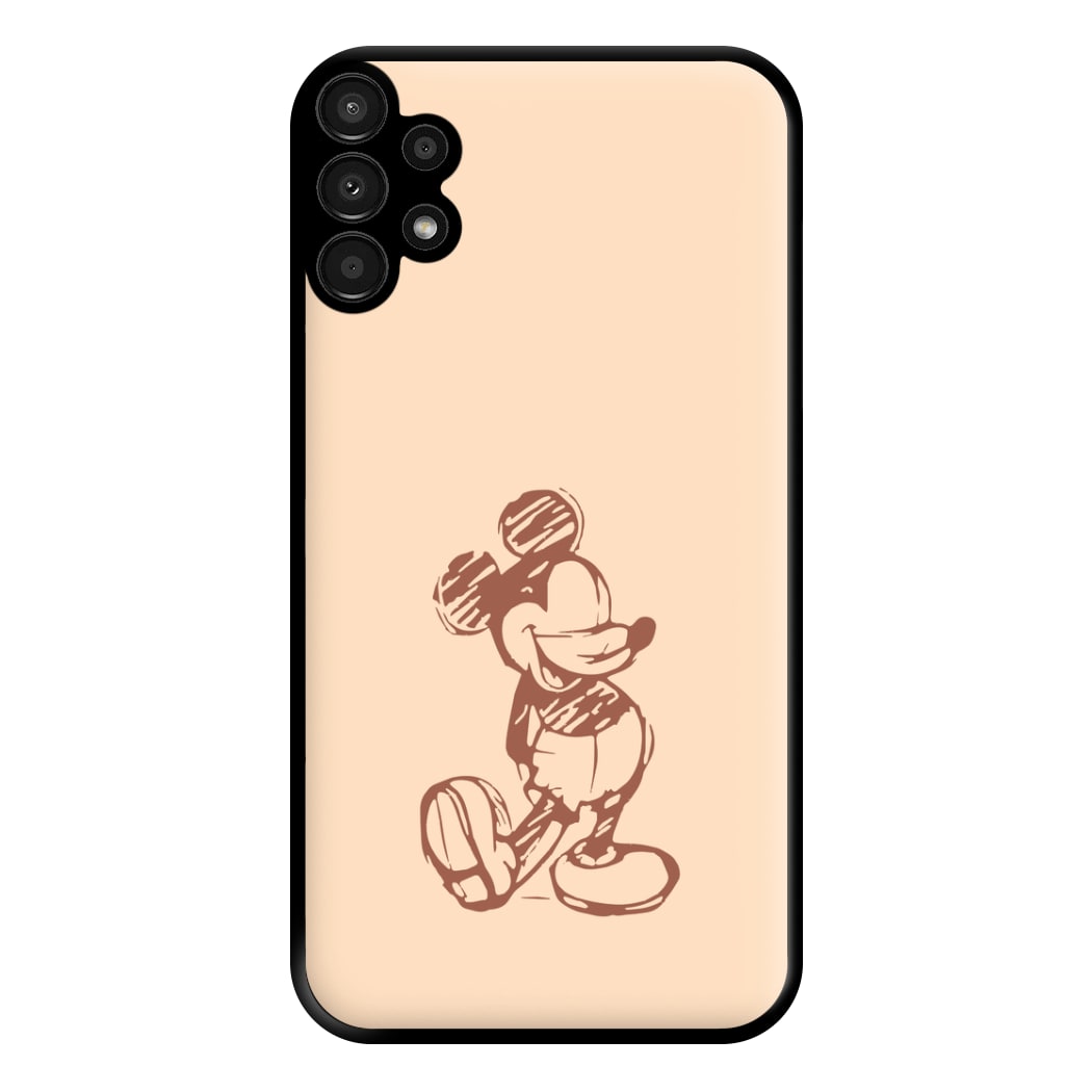 Sketched Mouse Outline Beige Phone Case for Galaxy A13
