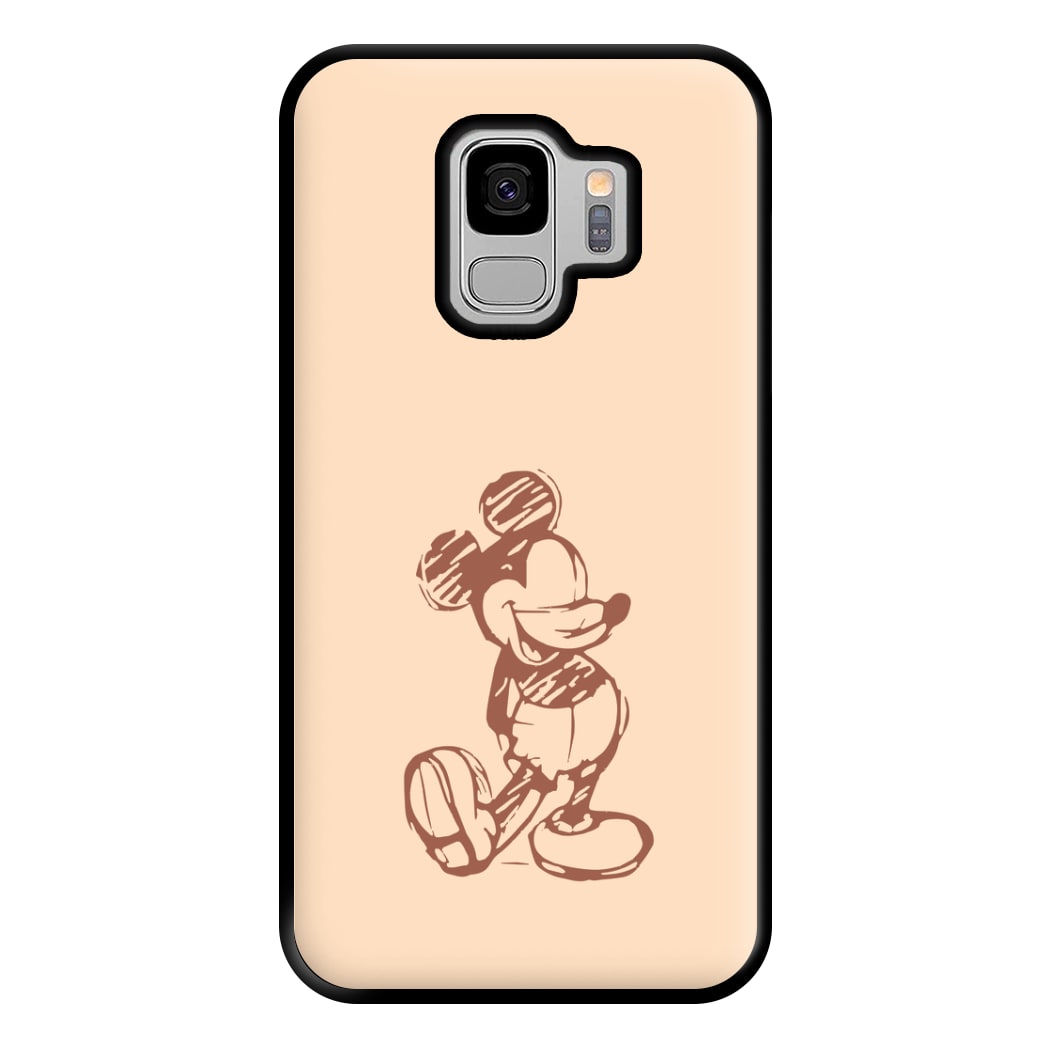 Sketched Mouse Outline Beige Phone Case for Galaxy S9 Plus