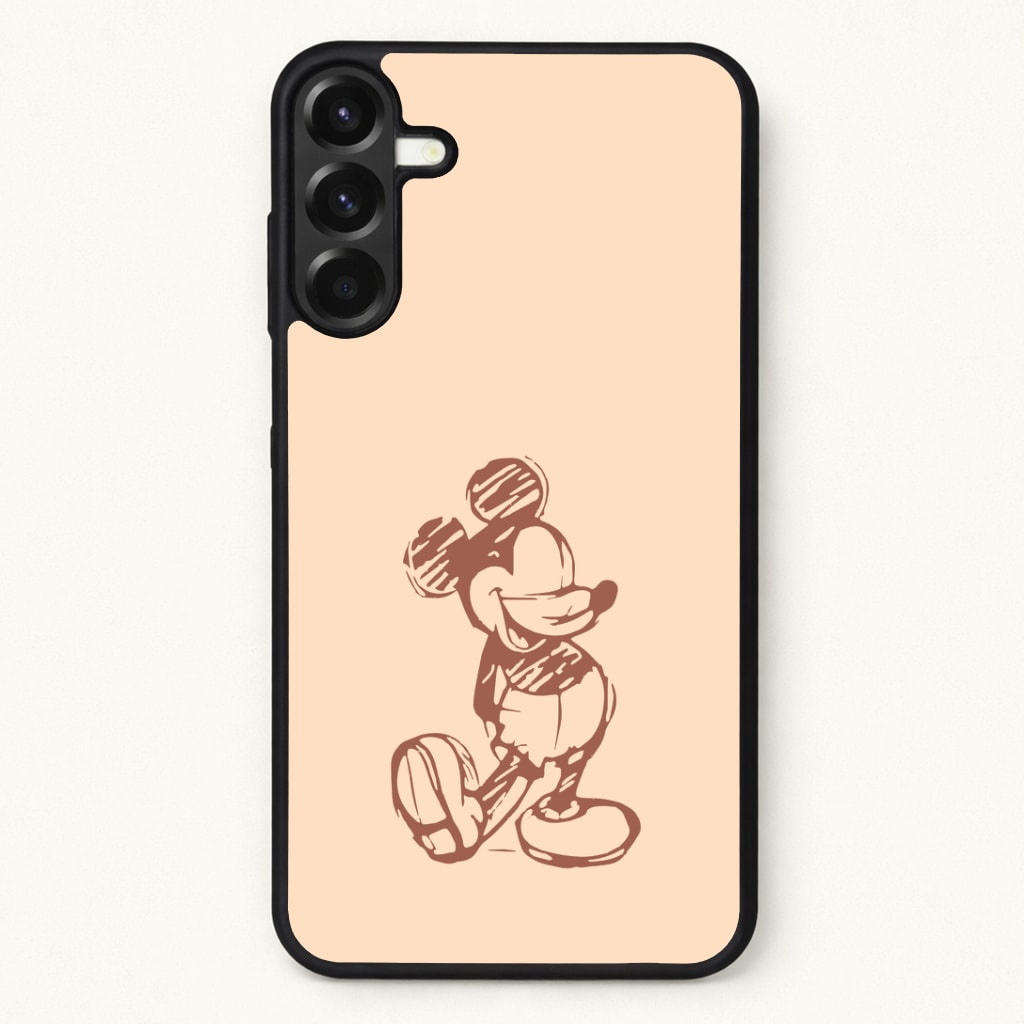 Sketched Mouse Outline Beige Phone Case for Galaxy A57