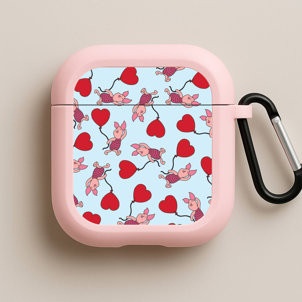 Baby Pig With Balloon Pattern Pink AirPods Case
