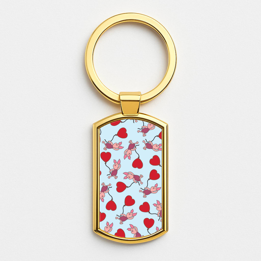 Baby Pig With Balloon Pattern Gold Keyring