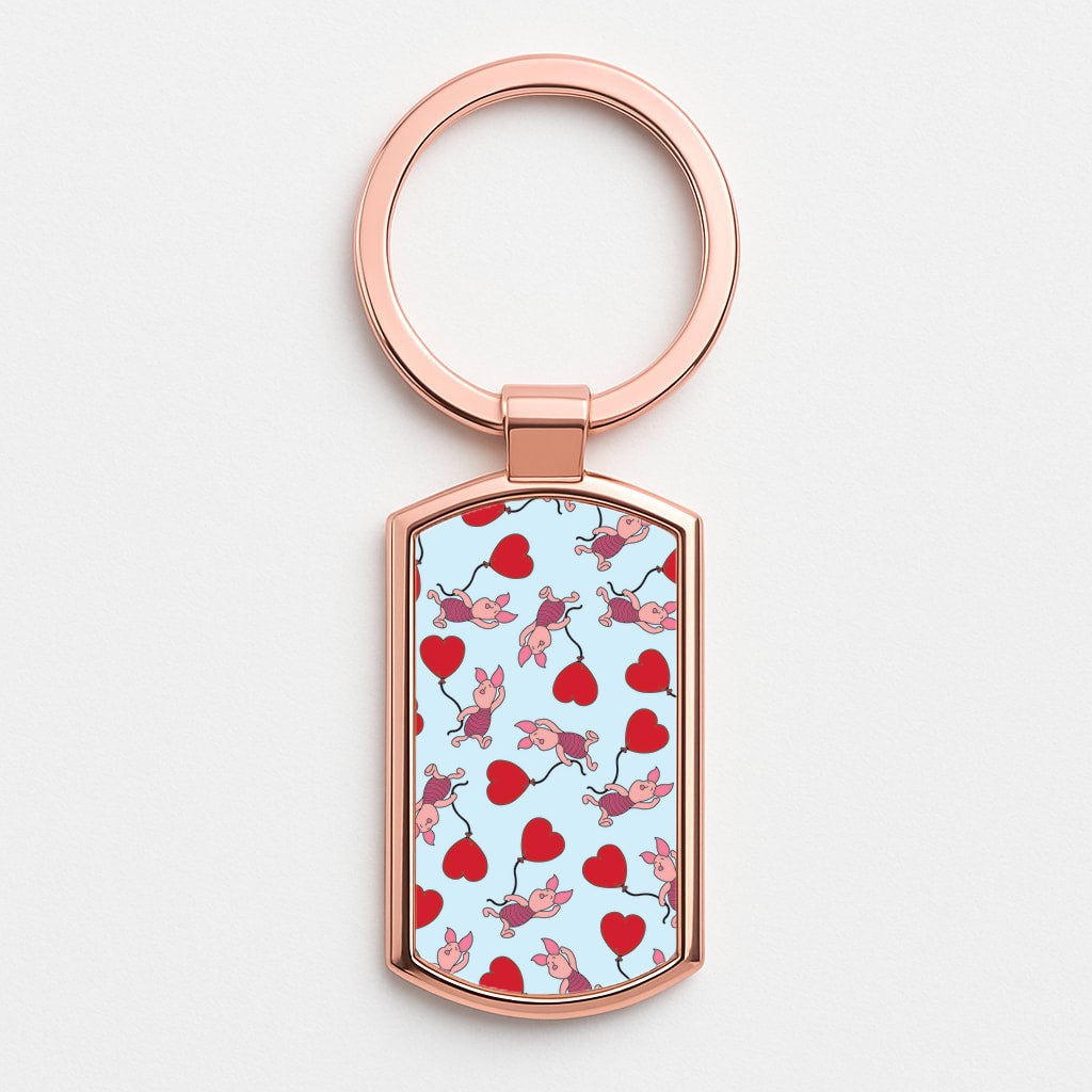Baby Pig With Balloon Pattern Rose Gold Keyring