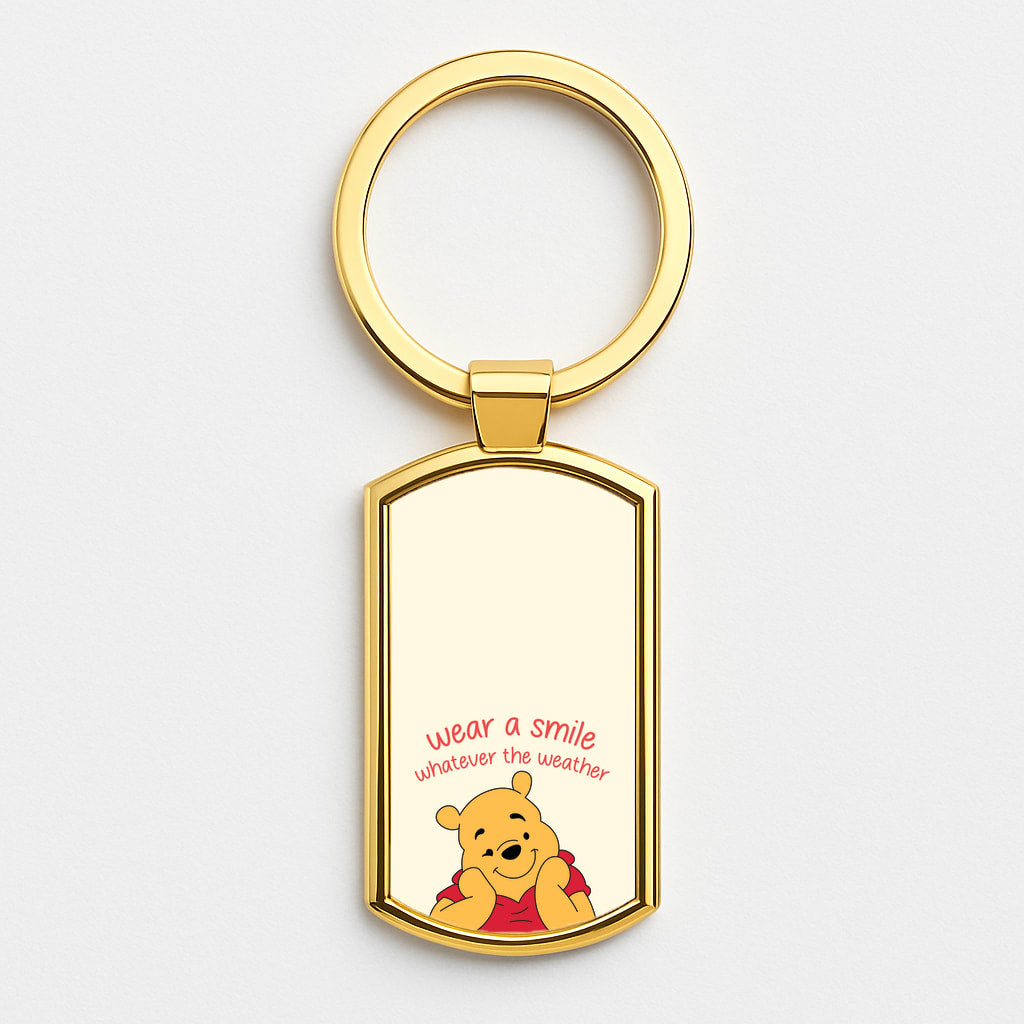 Wear A Smile Whatever The Weather Gold Keyring