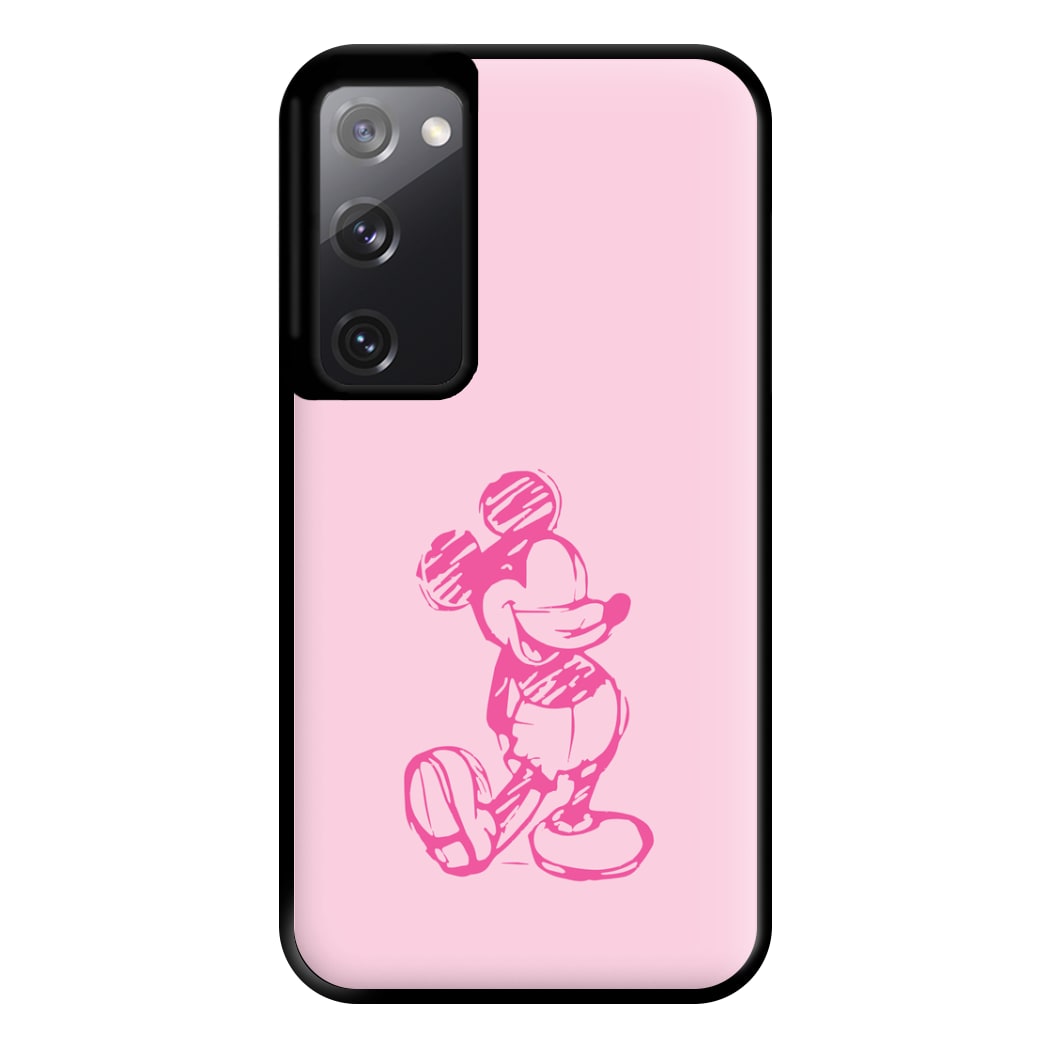 Sketched Mouse Outline Pink Phone Case for Galaxy S20FE