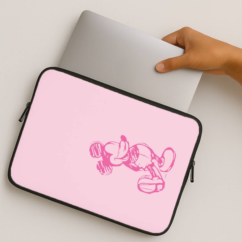 Sketched Mouse Outline Pink MacBook Case