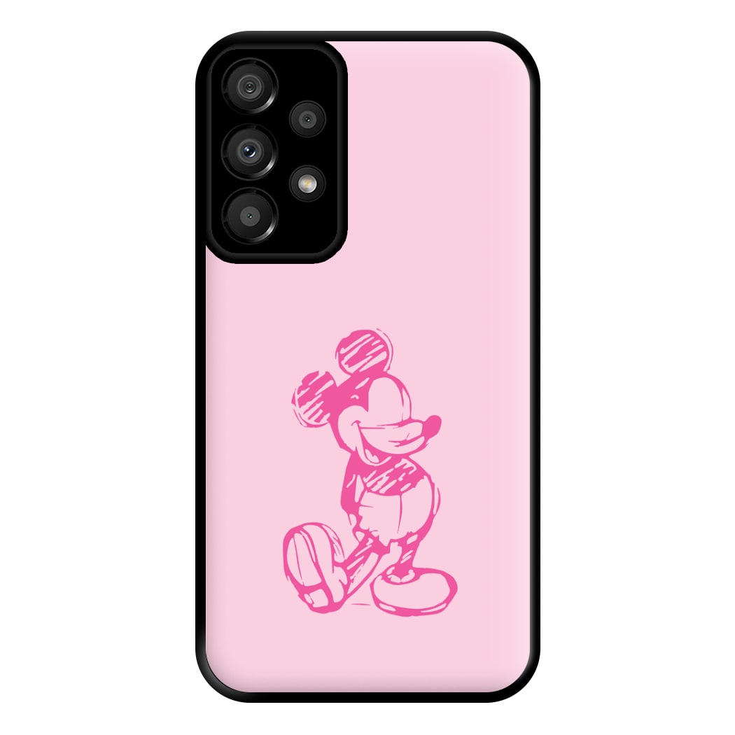 Sketched Mouse Outline Pink Phone Case for Galaxy A33