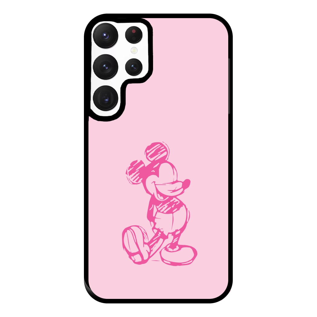 Sketched Mouse Outline Pink Phone Case for Galaxy S22 Ultra