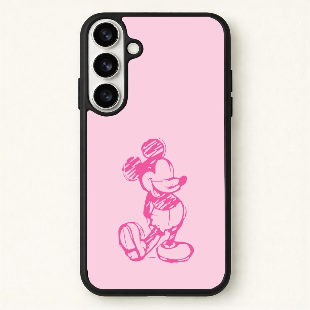 Sketched Mouse Outline Pink Phone Case for Galaxy S26 Plus