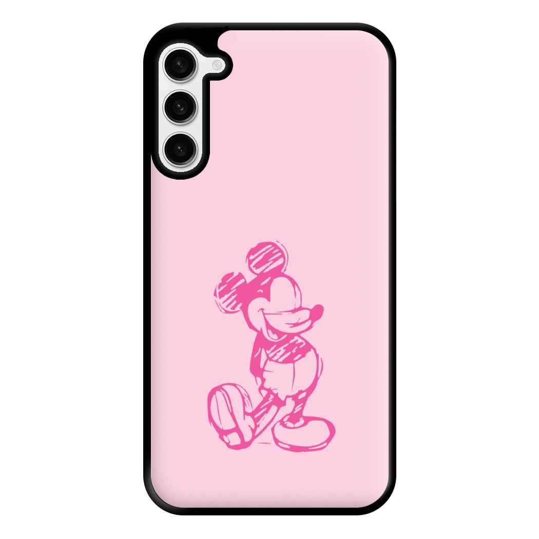 Sketched Mouse Outline Pink Phone Case for Galaxy S23 Plus