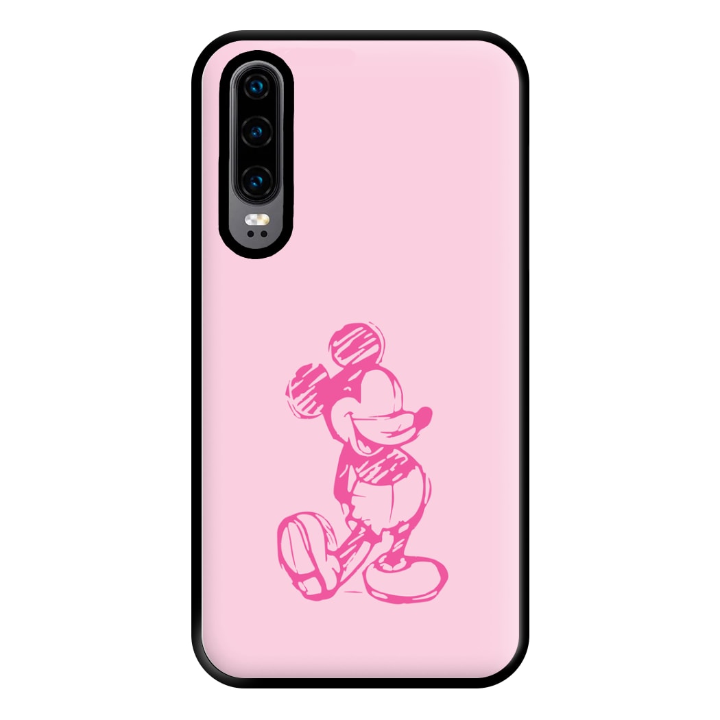 Sketched Mouse Outline Pink Phone Case for Huawei P30