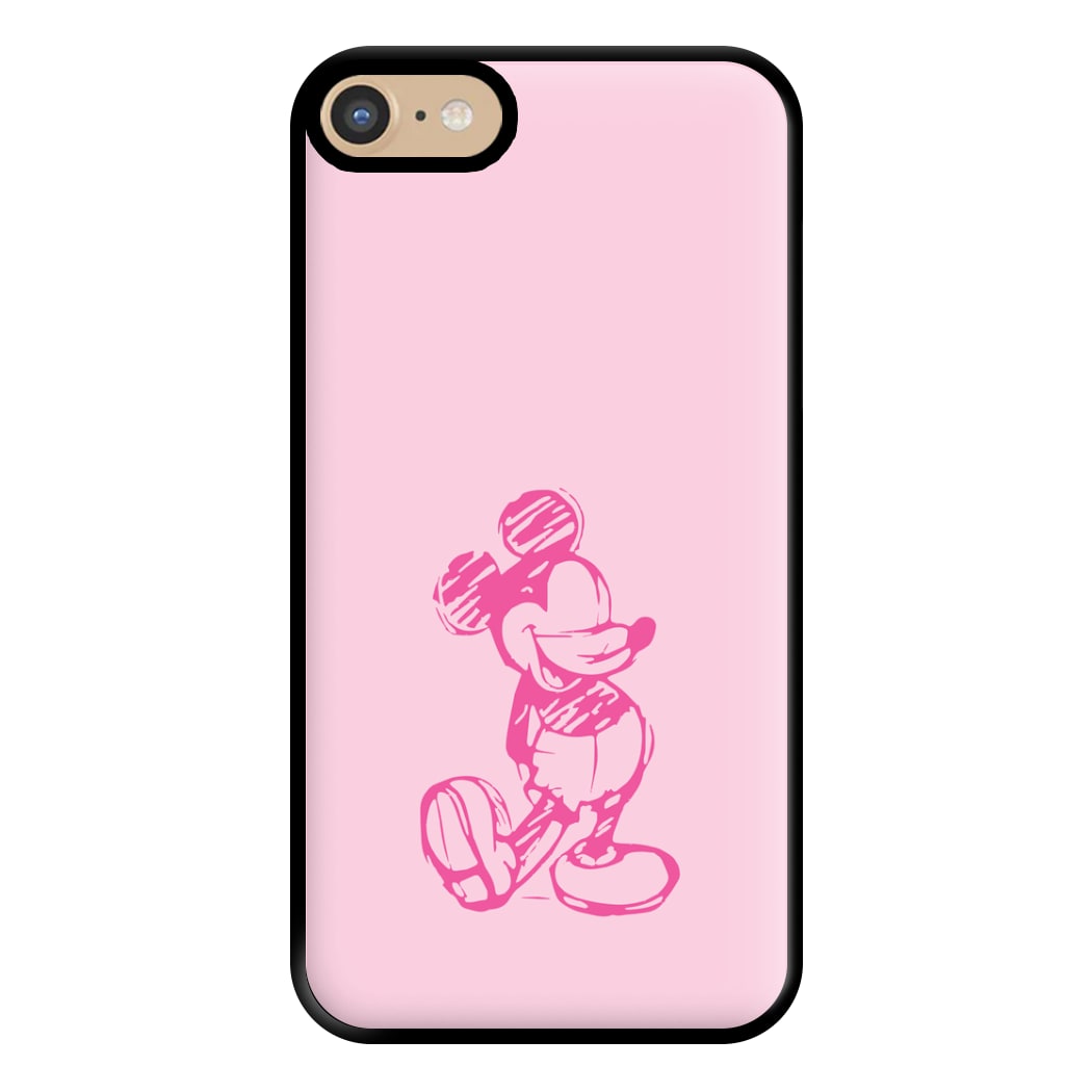 Sketched Mouse Outline Pink Phone Case for iPhone 6 / 7 / 8 / SE