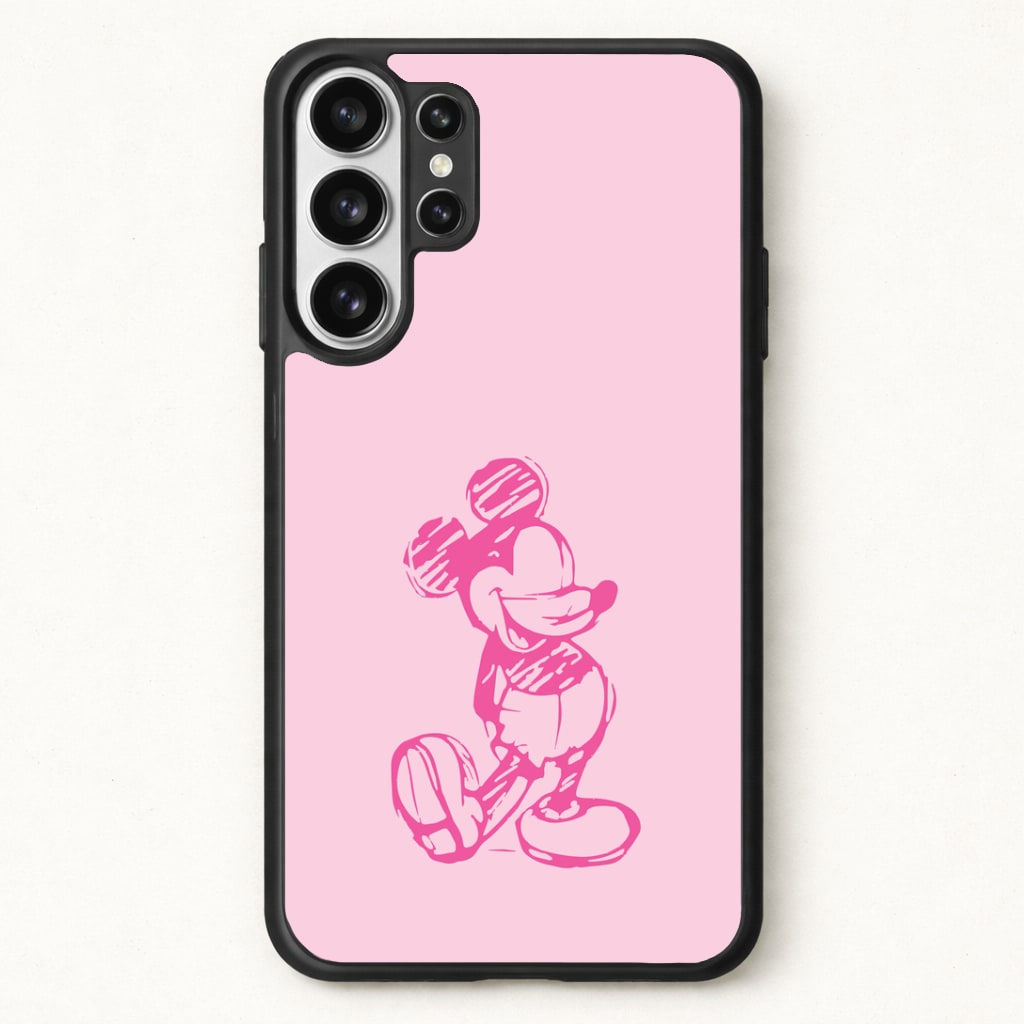 Sketched Mouse Outline Pink Phone Case for Galaxy S26 Ultra