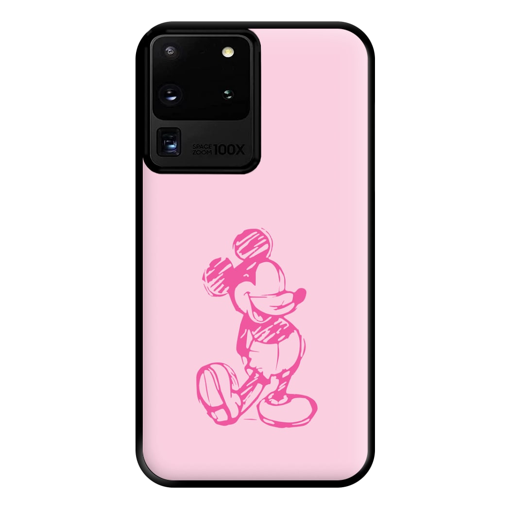 Sketched Mouse Outline Pink Phone Case for Galaxy S20 Ultra