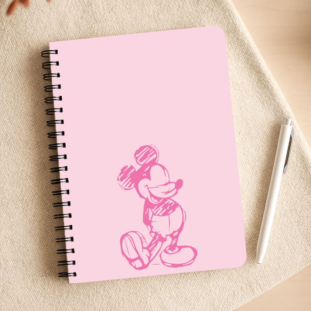 Sketched Mouse Outline Pink Notepad