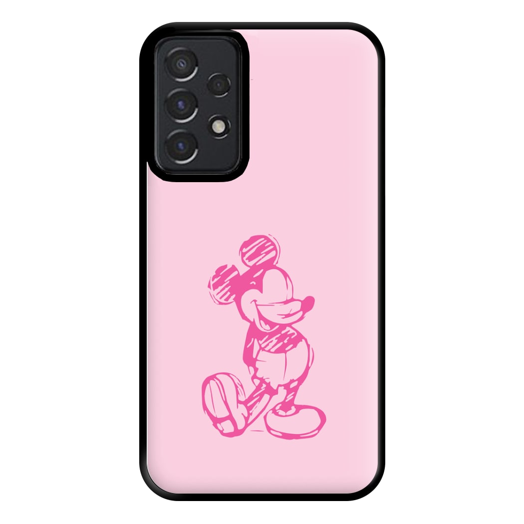 Sketched Mouse Outline Pink Phone Case for Galaxy A52 / A52s