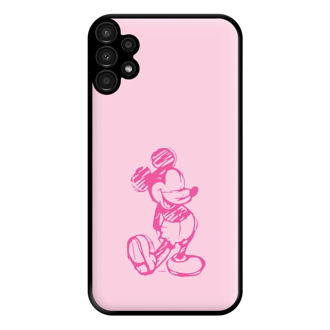Sketched Mouse Outline Pink Phone Case for Galaxy A13