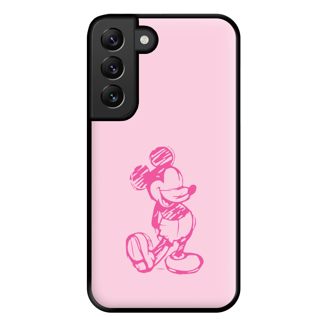 Sketched Mouse Outline Pink Phone Case for Galaxy S22 Plus