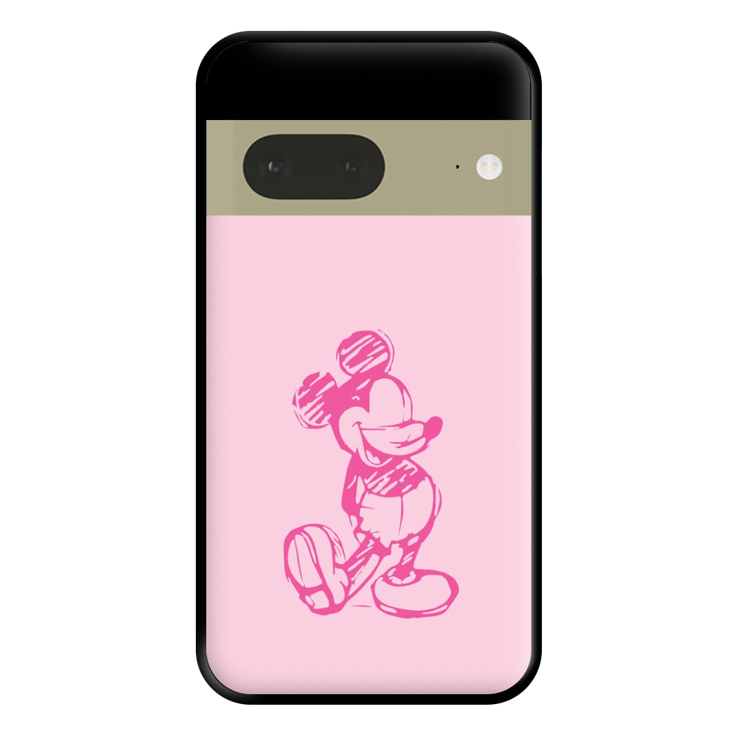 Sketched Mouse Outline Pink Phone Case for Google Pixel 7a