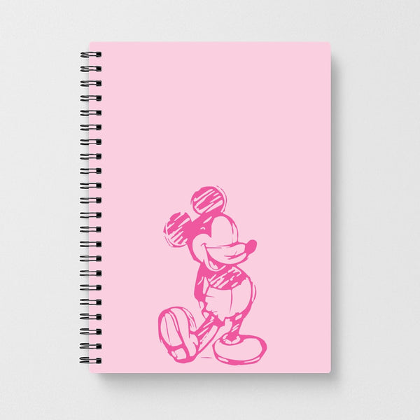 Sketched Mouse Outline Pink Notebook