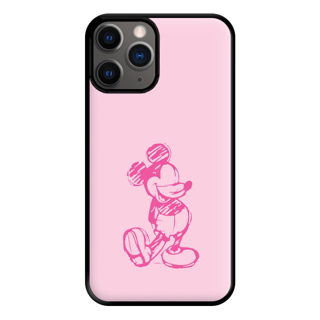 Sketched Mouse Outline Pink Phone Case for iPhone 12 Pro Max