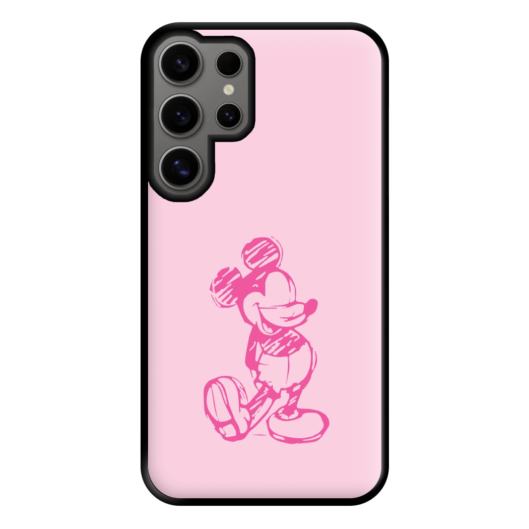 Sketched Mouse Outline Pink Phone Case for Galaxy S24 Ultra