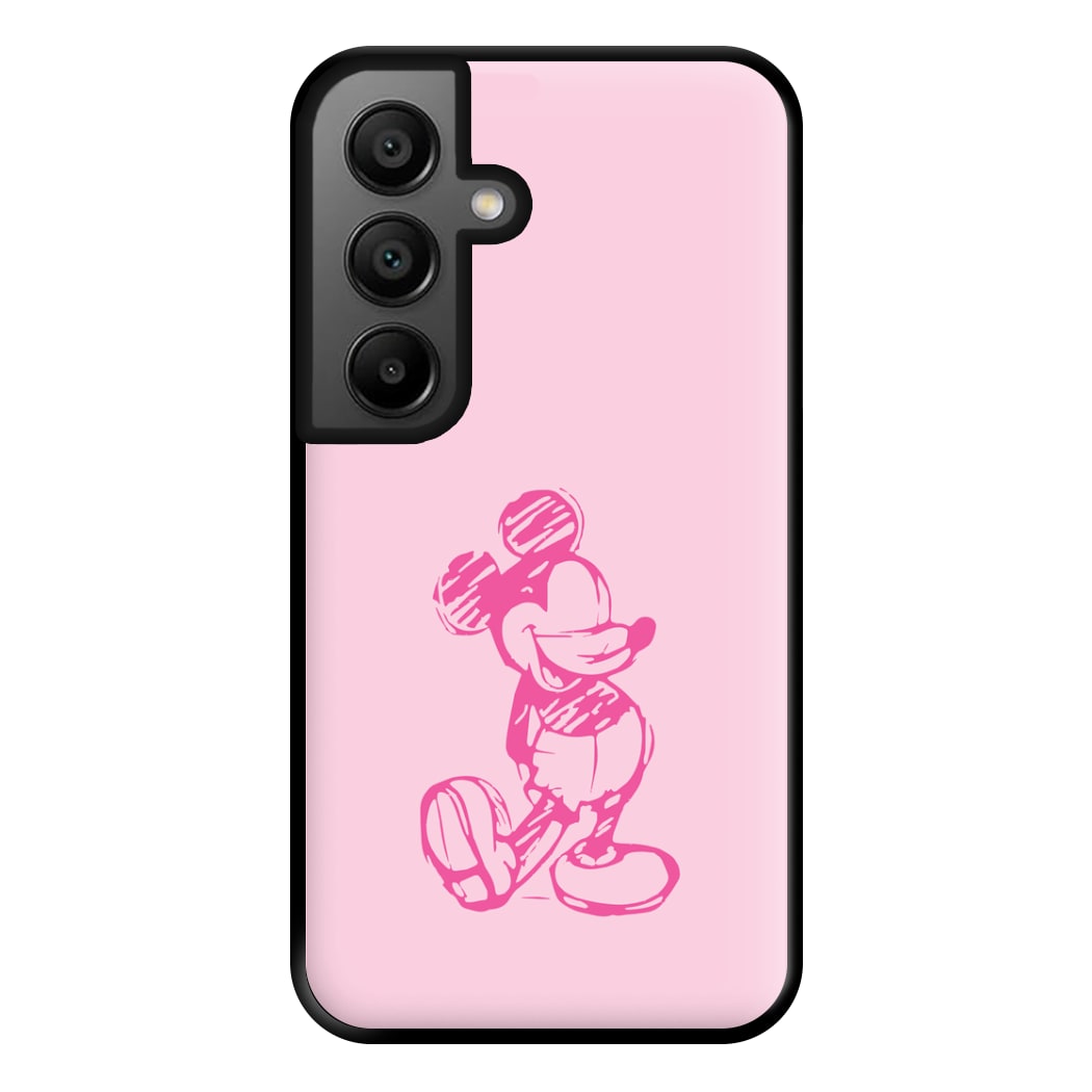 Sketched Mouse Outline Pink Phone Case for Galaxy A56