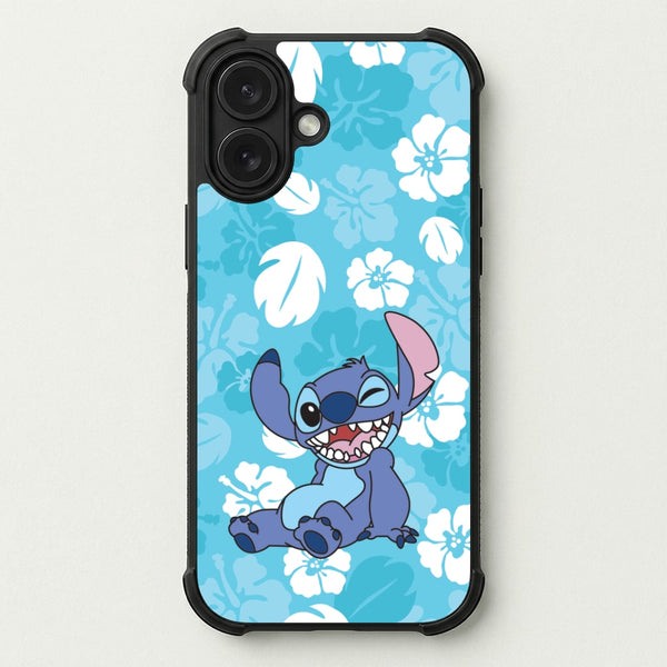 Cute Blue Alien Floral Pattern Phone Case — Bumper case
