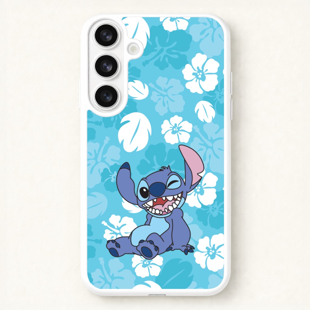 Cute Blue Alien Floral Pattern Phone Case for Galaxy S26