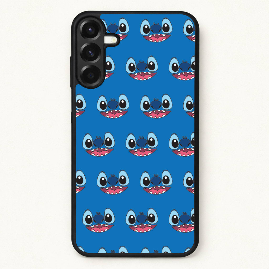 Blue Alien Face Pattern Phone Case for Galaxy A37