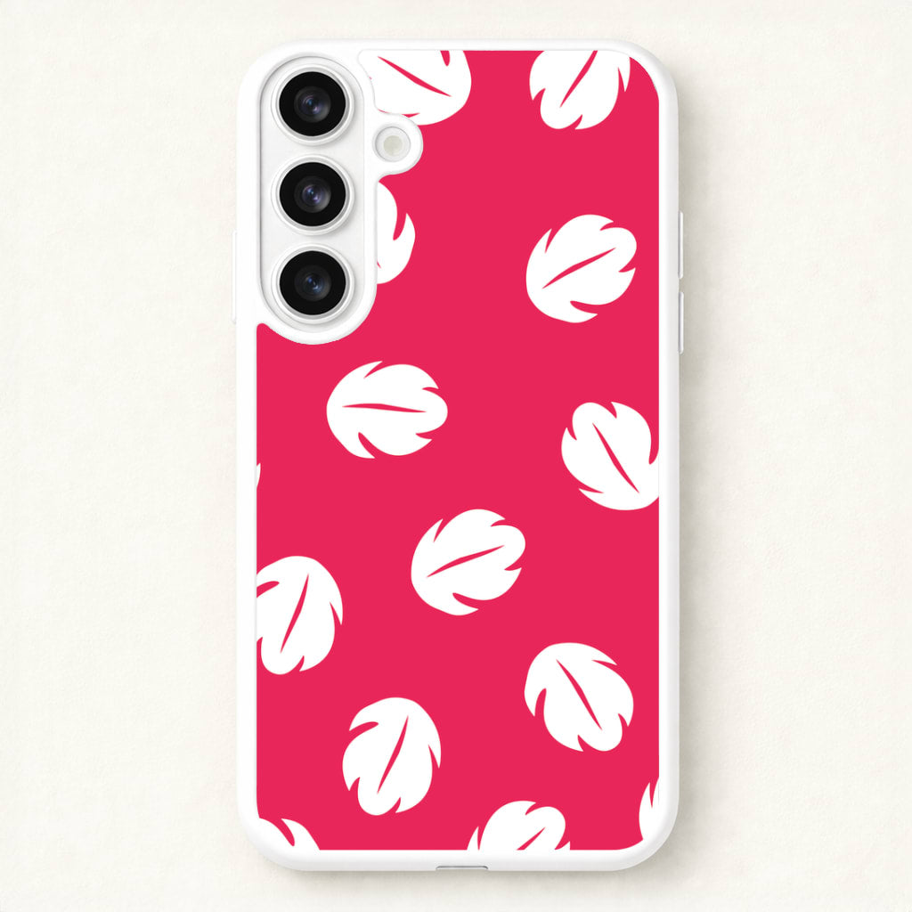Red And White Cartoon Leaves Pattern Phone Case for Galaxy S26