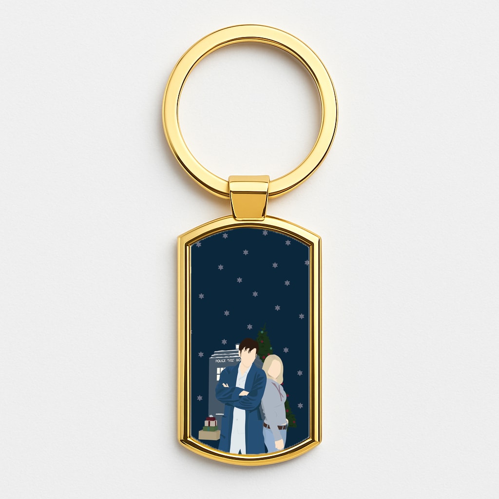 Rose And The Doctor Gold Keyring